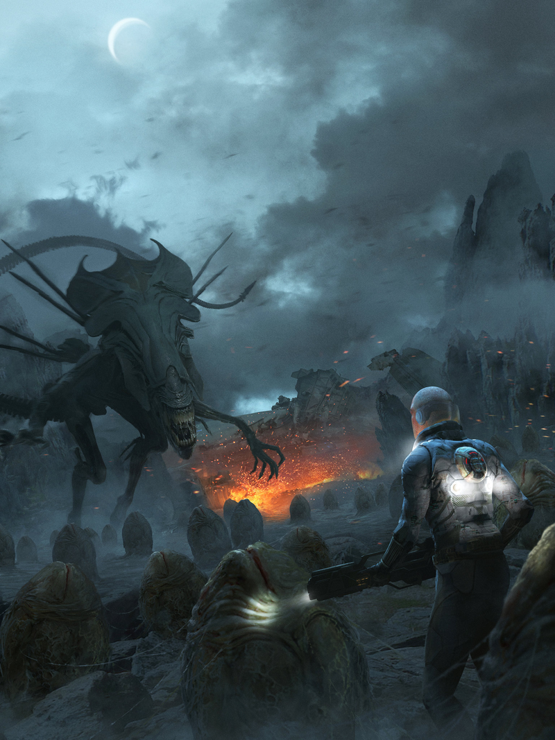 Illustration for article titled Aliens vs Dude Who Is About To Get Eaten